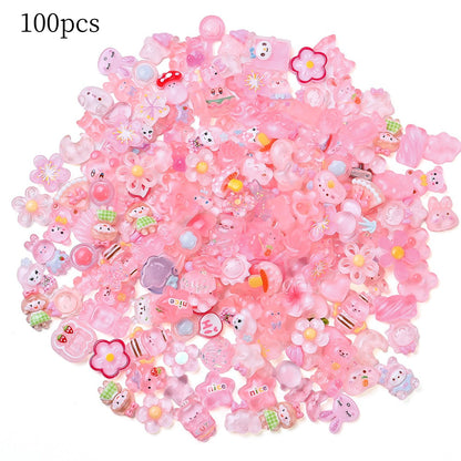 96pcs Rainbow Theme Acrylic Flatback Beads