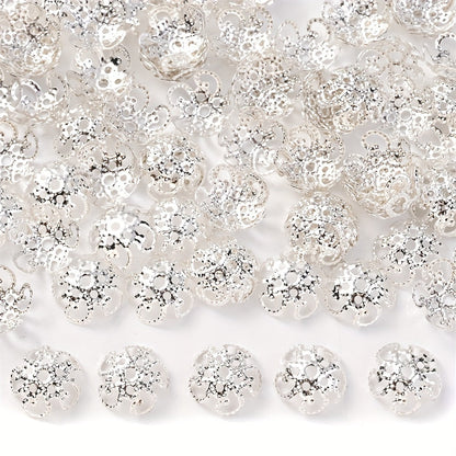 100PCS 9mm Flower Circle Metal-Plated Bead Cap Set