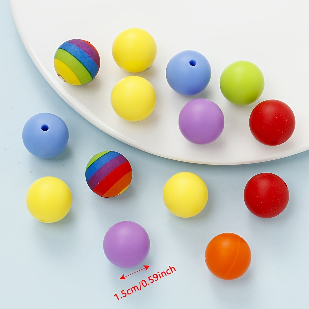 Rainbow Round Silicone Beads