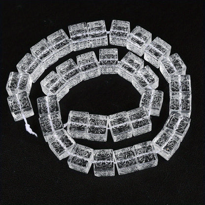 Transparent Crackle Square Glass Beads