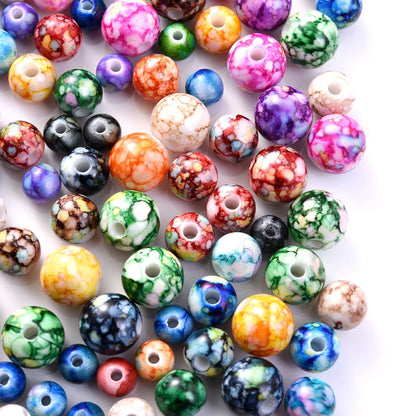 100pcs 8mm Cracked Acrylic Loose Spacer Beads