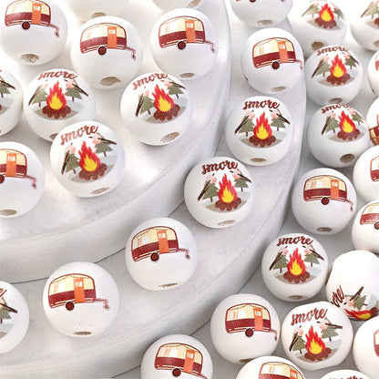 10PCS 6mm Camping-Themed Round Bead Set