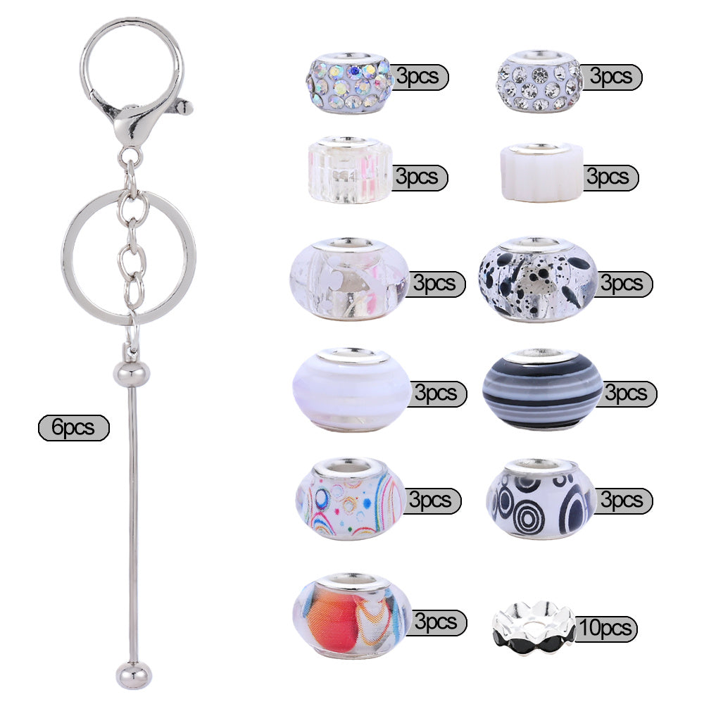 Silver Beaded Keychain Making Kit