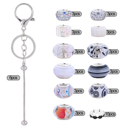 Silver Beaded Keychain Making Kit