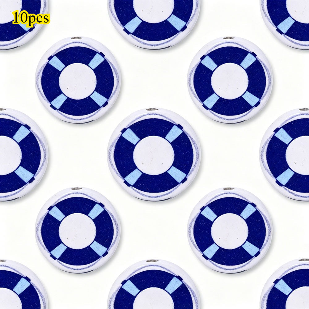 Marine-Themed Wooden Beads