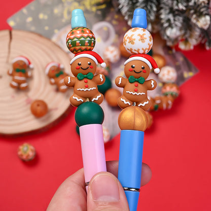 Christmas 3D Gingerbread Man Silicone Beads Set