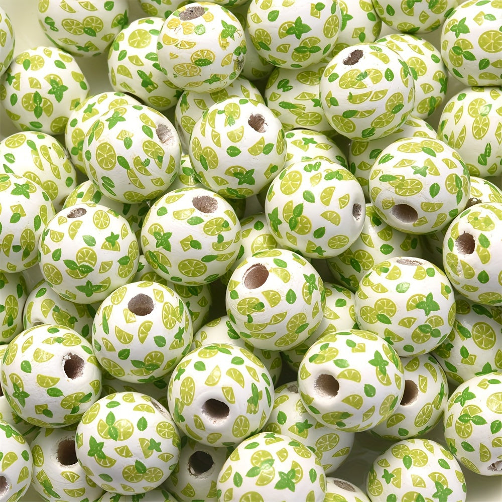 10PCS 16mm Green Round Wooden Bead Set