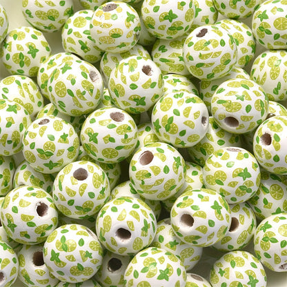 10PCS 16mm Green Round Wooden Bead Set