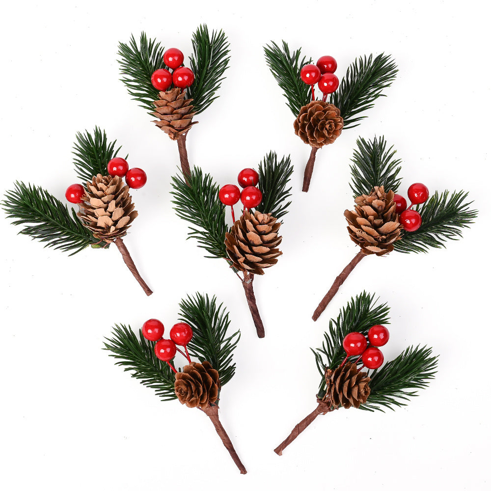 Christmas Pine Cone and Red Berry Decorations