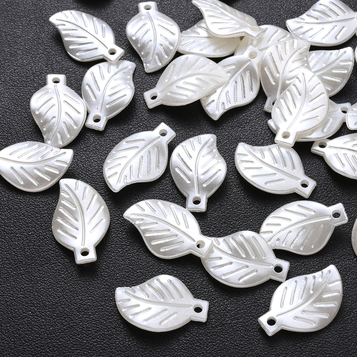 White Leaf Acrylic Beads