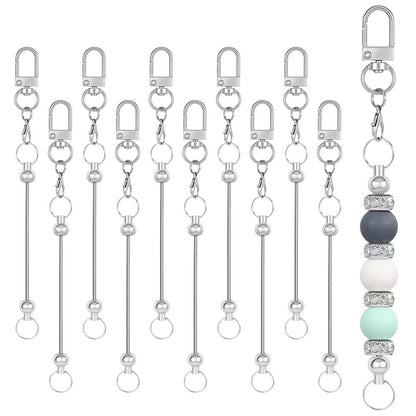 10-Piece 15 mm Silver Chain DIY Keychain Set
