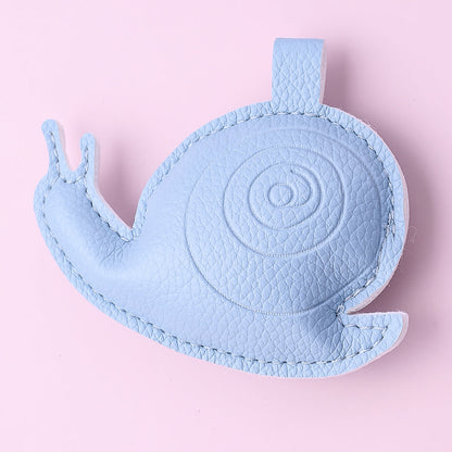 1PC 72×88mm 3D Leather Snail Pendant Keychain