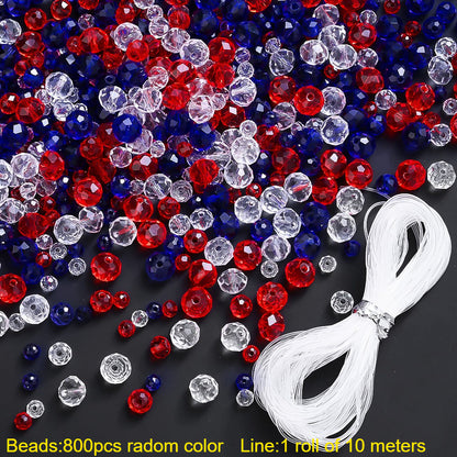 Patriotic Red White and Blue Faceted Glass Bead Set