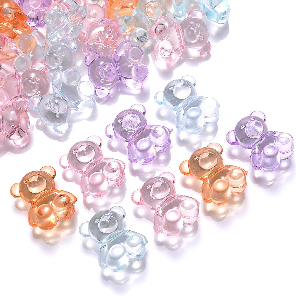 10/20pcs 10x18mm Acrylic Clear Small Bear Shaped Beads