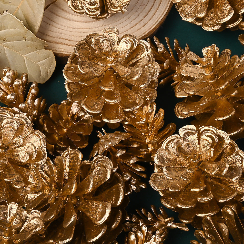 Golden Christmas Pine Cone Ornaments