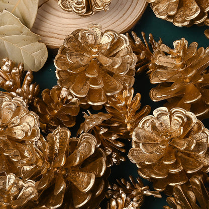 Golden Christmas Pine Cone Ornaments