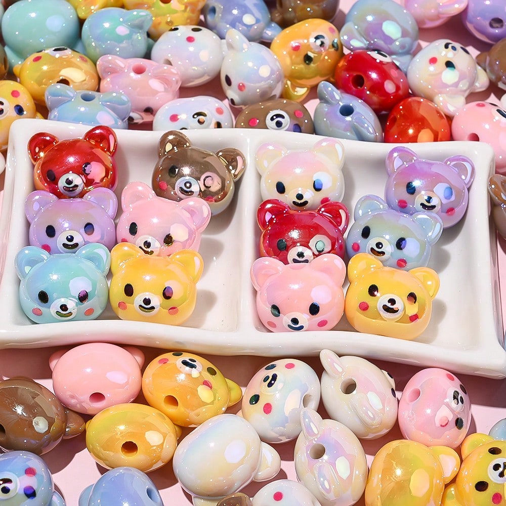 Shiny UV Bear Head Beads