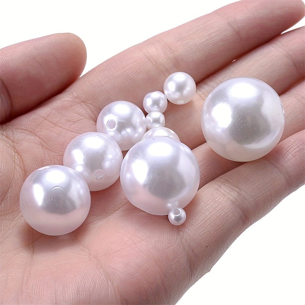 10PCS 20mm White & Beige Round Acrylic Bead Set