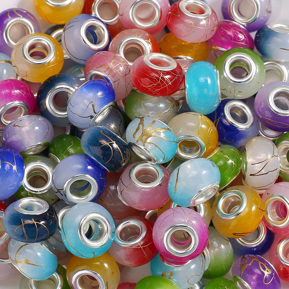 Multicolor Flat Round Acrylic Large Hole Spacer Beads