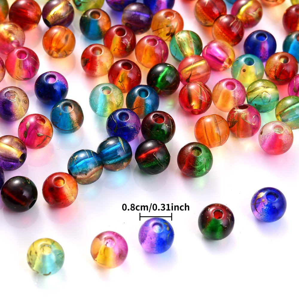 Multicolor Acrylic Beads with Gold Spacer Beads