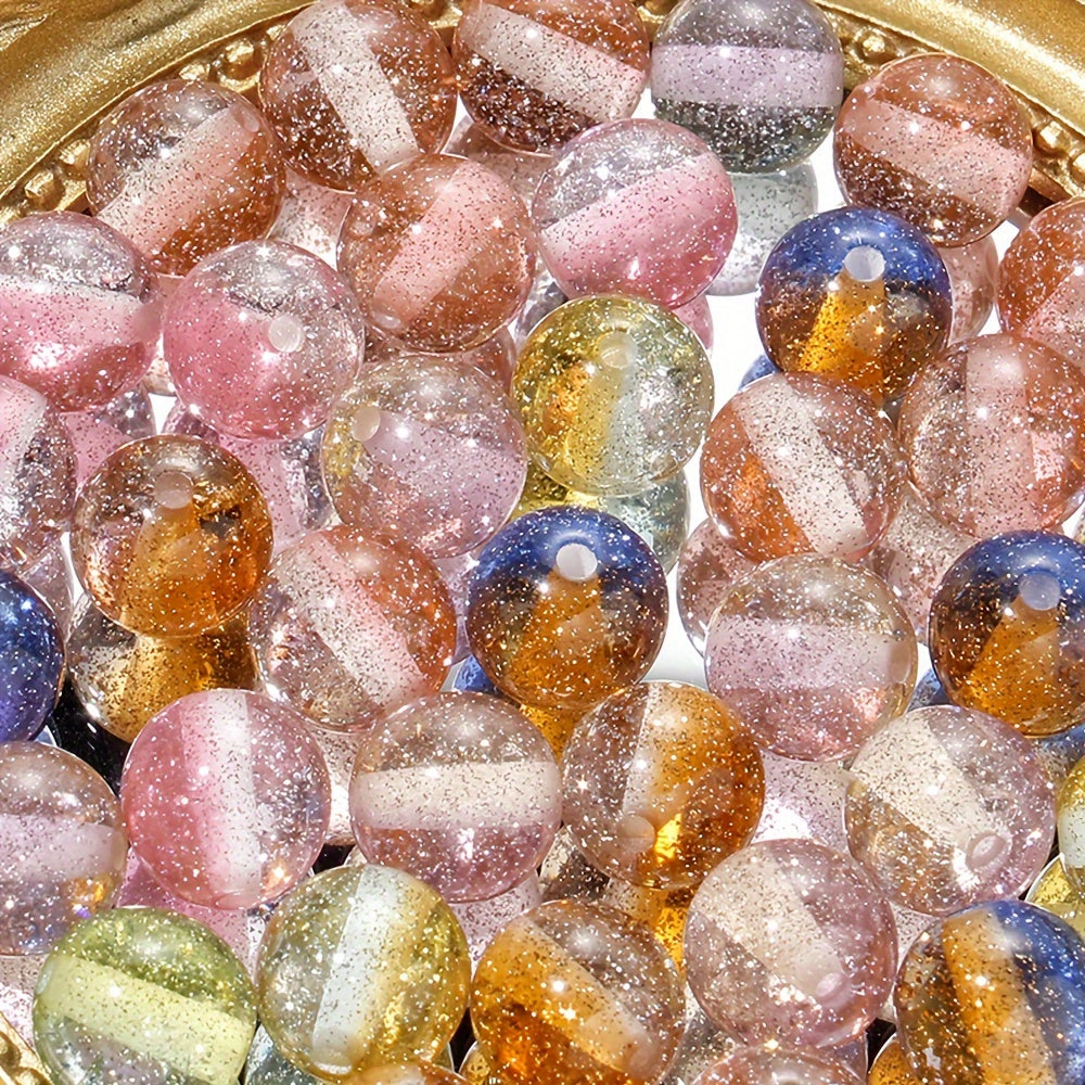 Gold Sprinkle Round Acrylic Beads