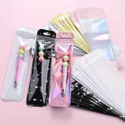 50/100-Piece Holographic Laser Resealable Packaging Bags