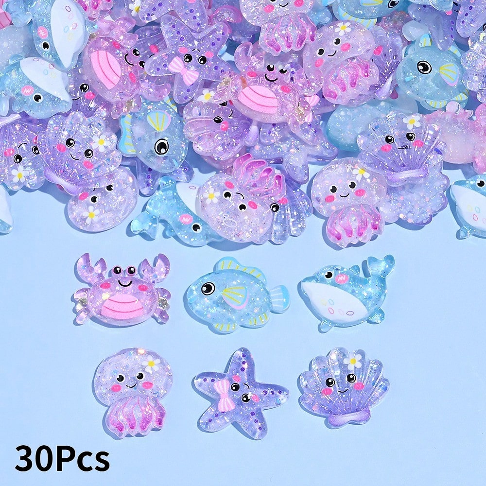 Colorful Ocean Series Resin Flatback Appliques