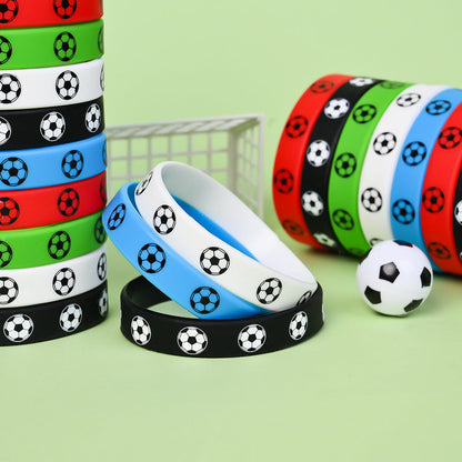 12/24PCS Football Theme Silicone Bracelet Set