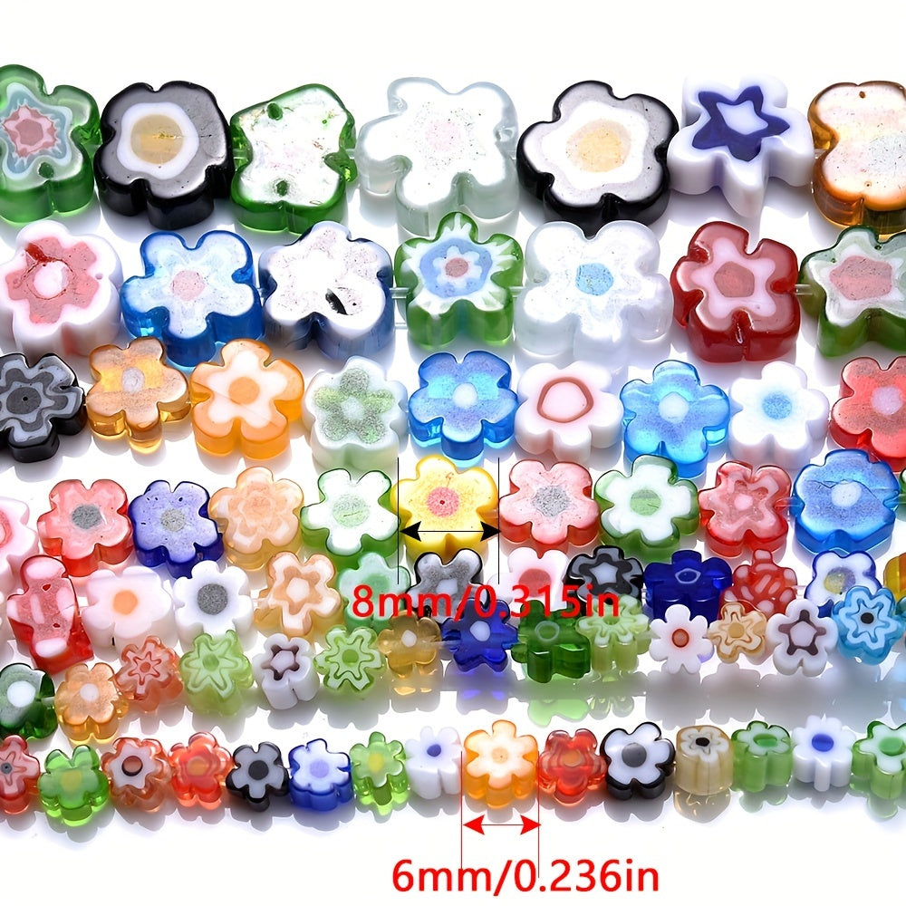 Transparent Floral Glazed Beads