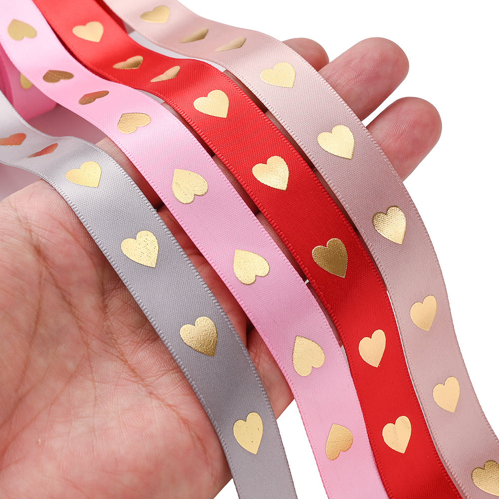 1 Roll 5 Yards Peach Heart Hot Stamping Ribbon