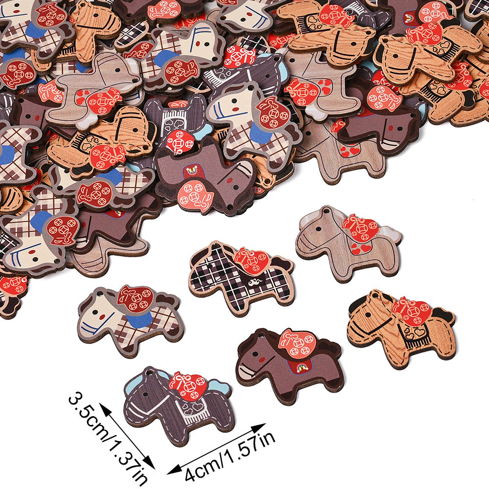 Lucky Horse Wooden Pendants