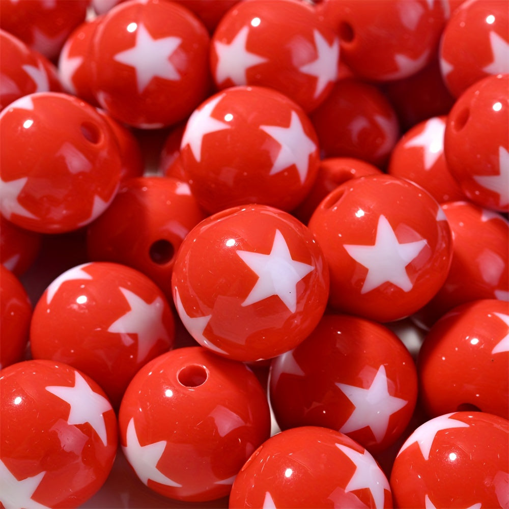 16mm 10pcs Acrylic Round Spacer Beads with Star Pattern