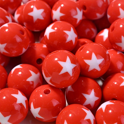 16mm 10pcs Acrylic Round Spacer Beads with Star Pattern