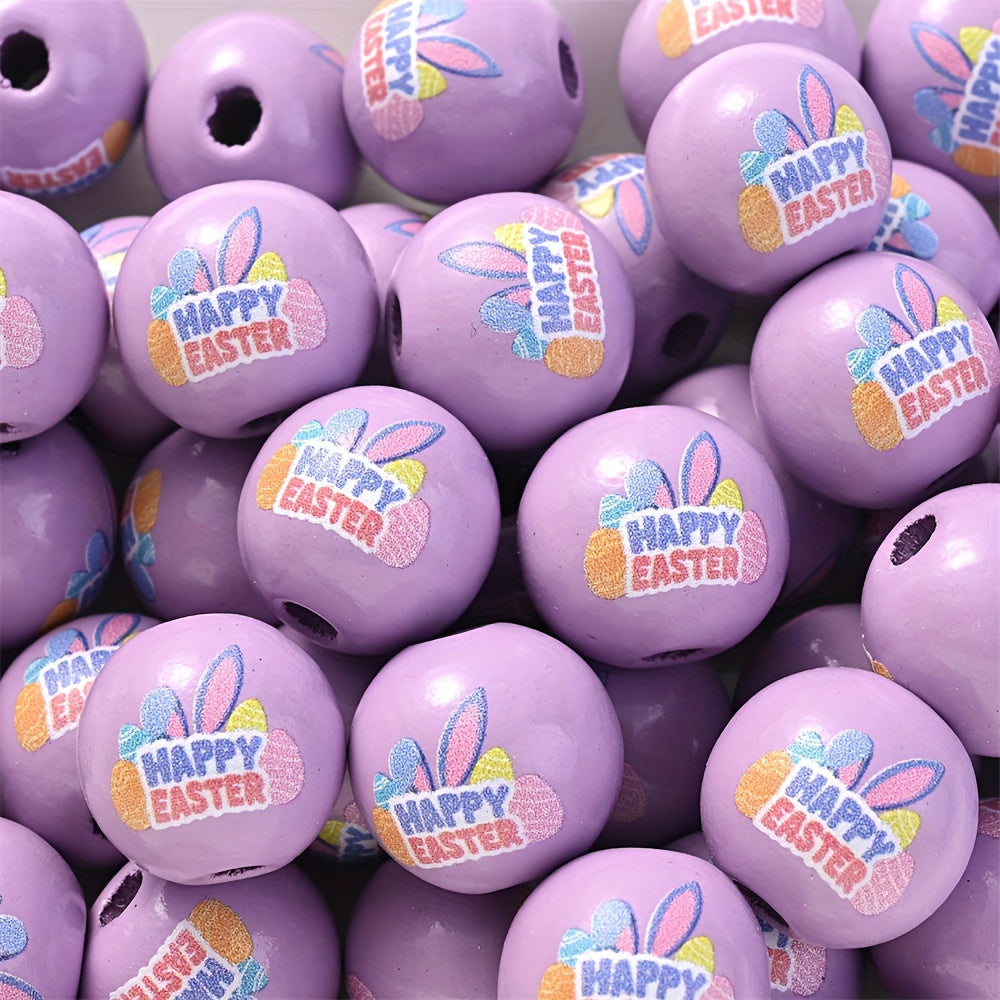 10PCS 16mm Easter-Themed Wooden Bead Set