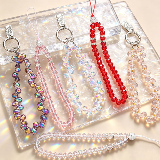 Shiny Colorful Glass Bead Phone Lanyard Charms