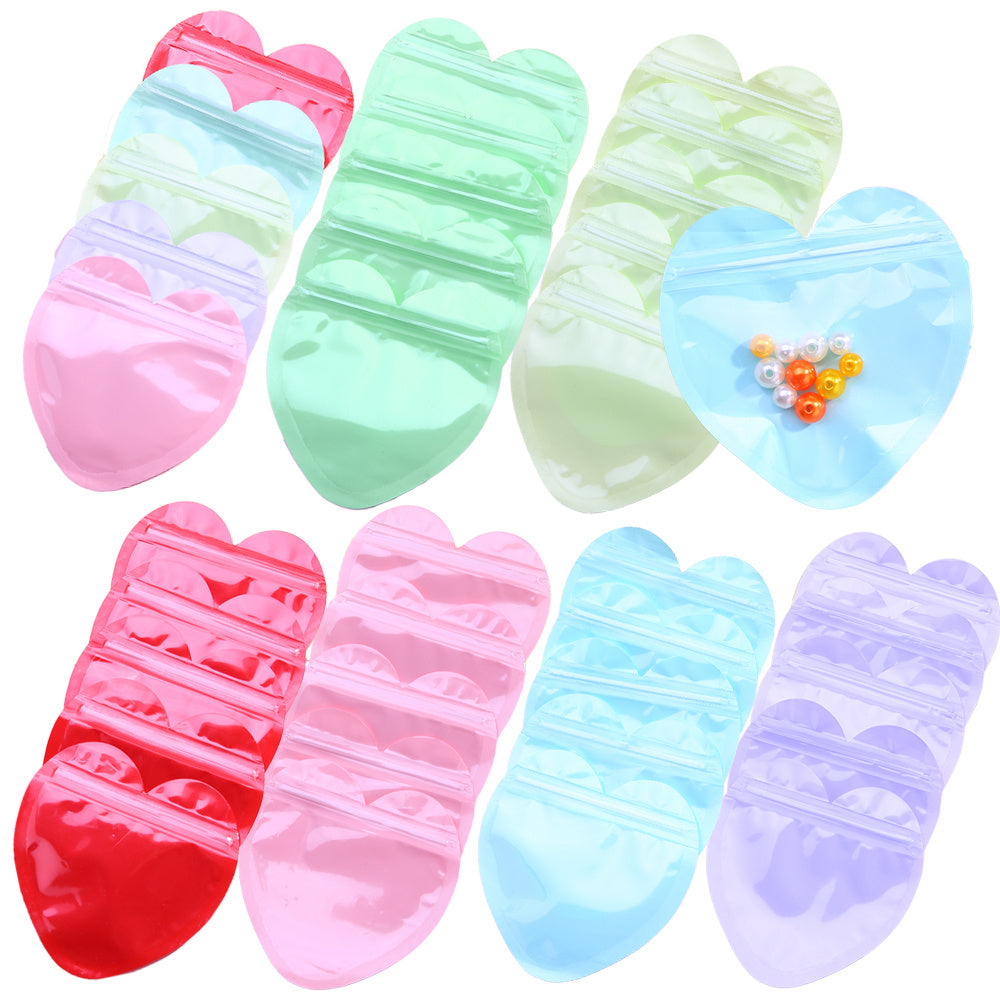 10PCS 3.94-Inch Heart-Shaped Transparent Jewelry Gift Bags