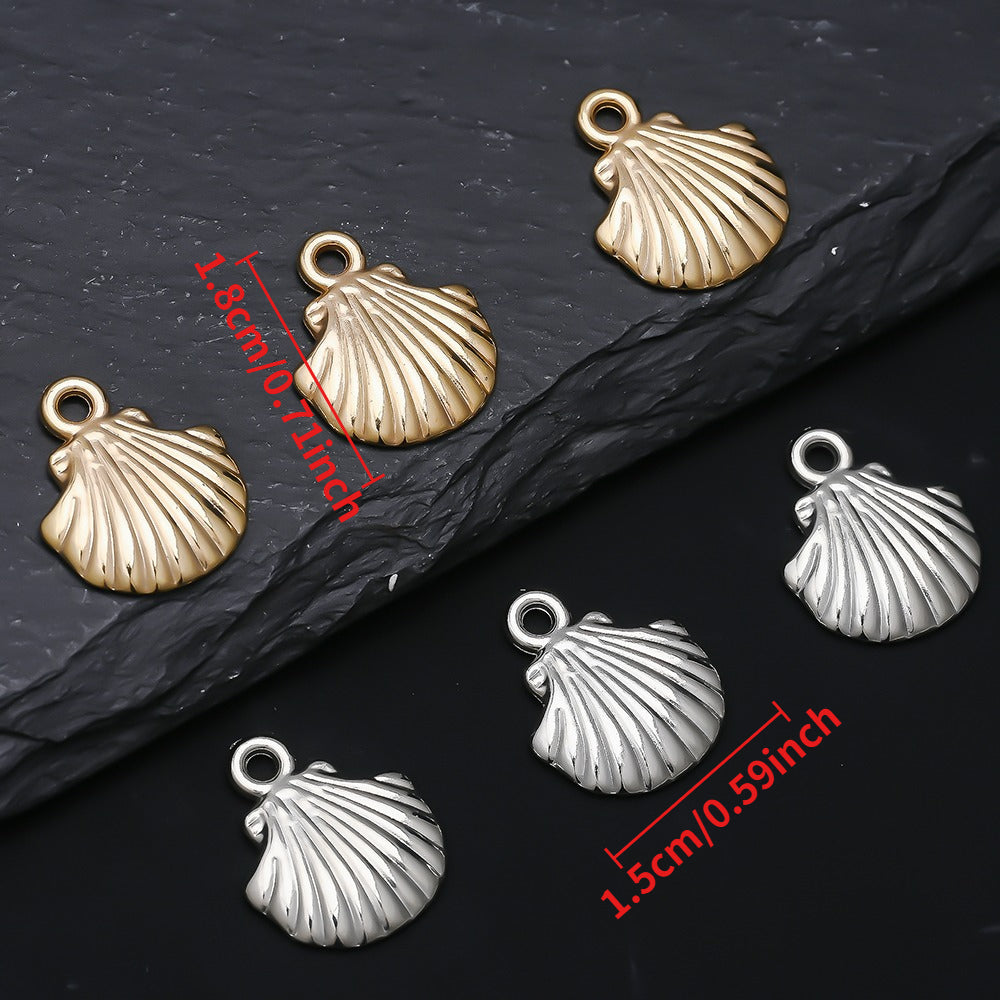 Golden and Silvery Plastic Shell Pendant Charms