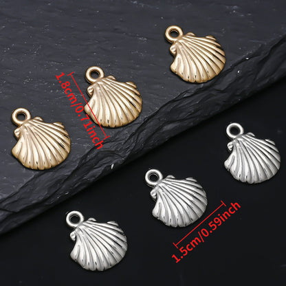 Golden and Silvery Plastic Shell Pendant Charms