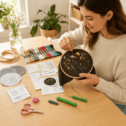 Flower Pattern Embroidery Stitches Practice Kit