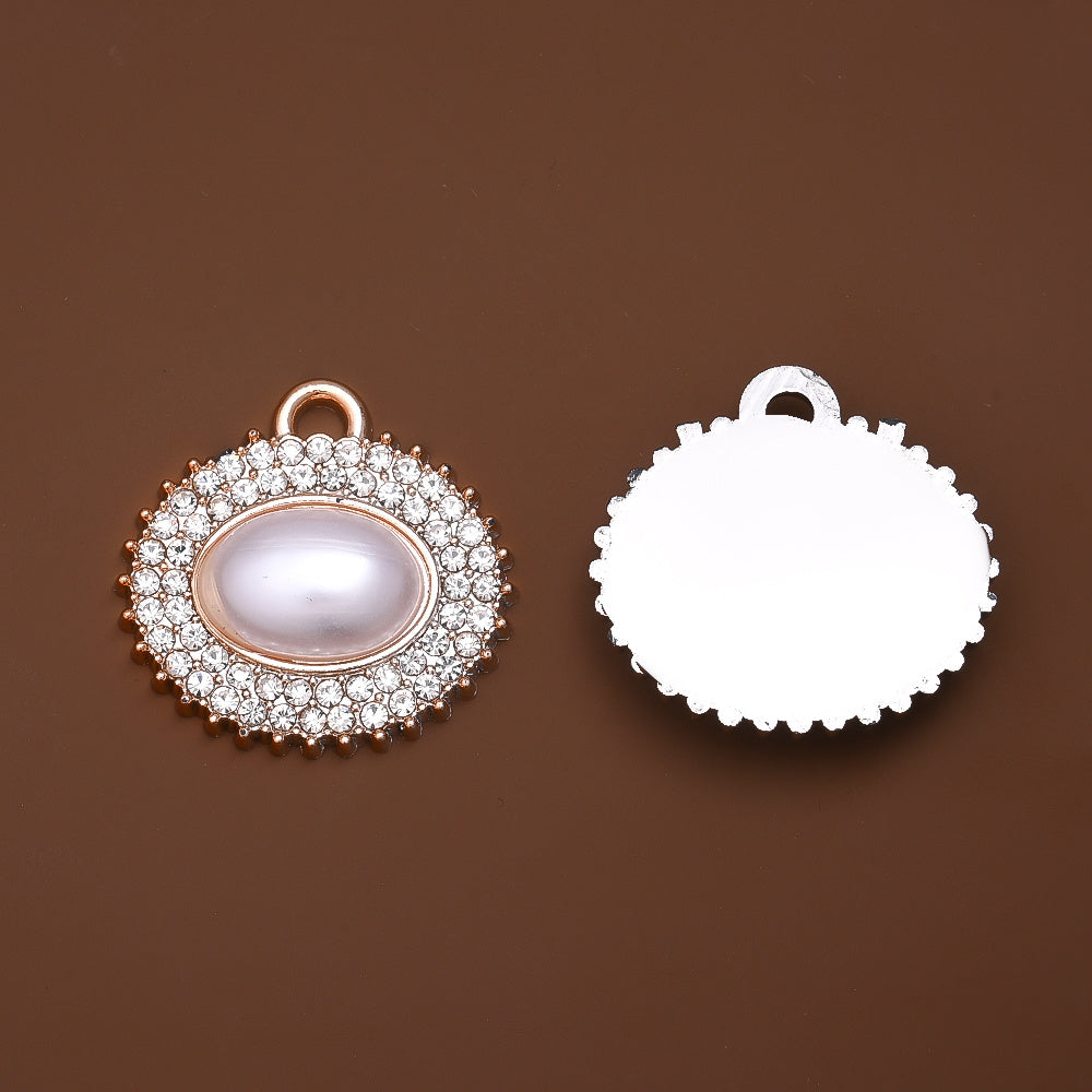 Rose Golden Pearl Rhinestone Pendants