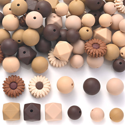 Coffee Nude Silicone Beads Set