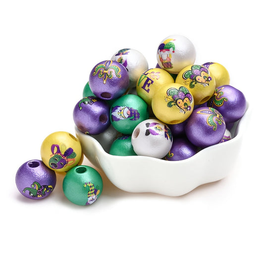 Colorful Carnival-Themed Wooden Spacer Beads