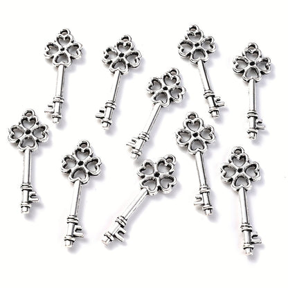 20PCS Retro Mixed Cross, Flower, Heart & Owl Metal Pendant Set