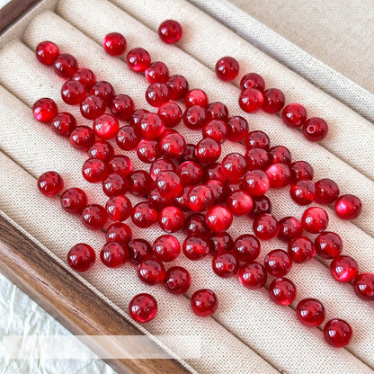 8/10 mm Red and Black Cat's Eye Resin Beads