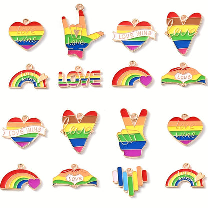 Rainbow Hand Love Alloy Pendants
