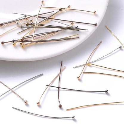 200-Piece 16-50 mm Flat Head Jewelry Head Pins