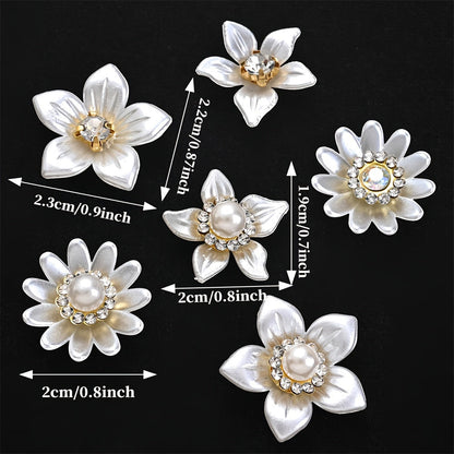 White Flower Acrylic Pearl Flatback Embellishments