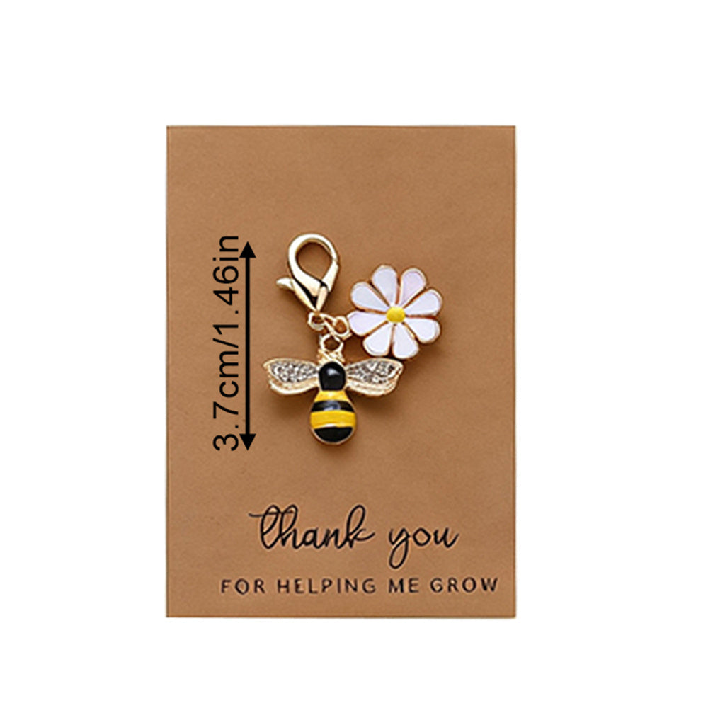 Yellow Bee and Flower Keychain with Thank You Card