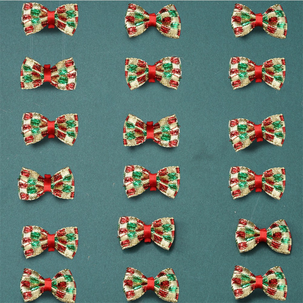 Christmas Gold Threaded Ripple Bow Embellishments