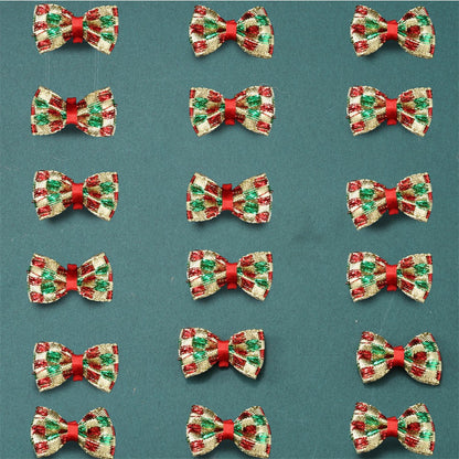 Christmas Gold Threaded Ripple Bow Embellishments